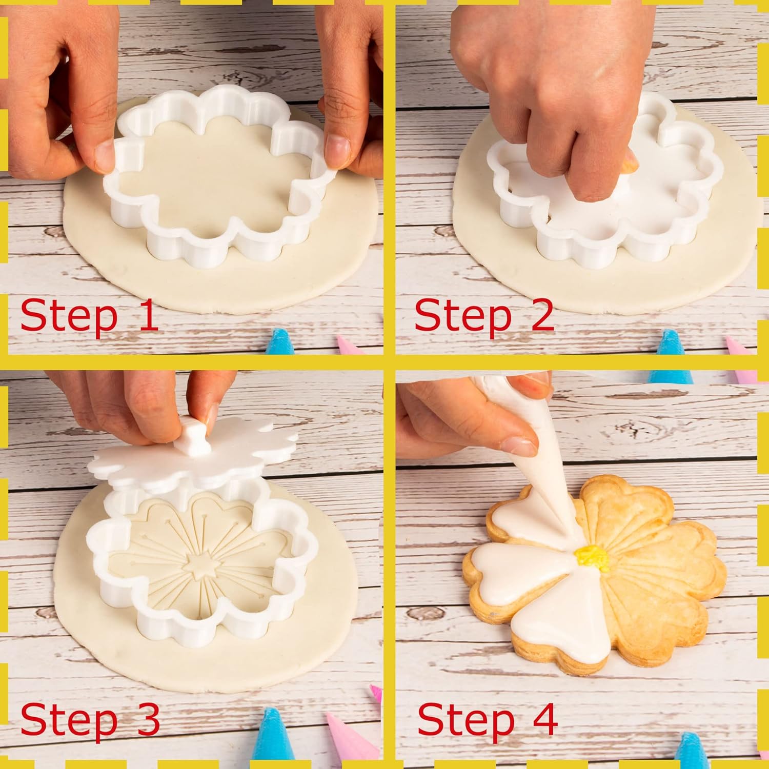 Flycalf Sunflower Cookie Cutter with Plunger Stamp