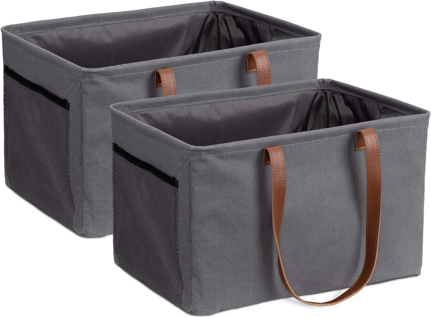 Navaris Collapsible Laundry Baskets Set of 2 Gray