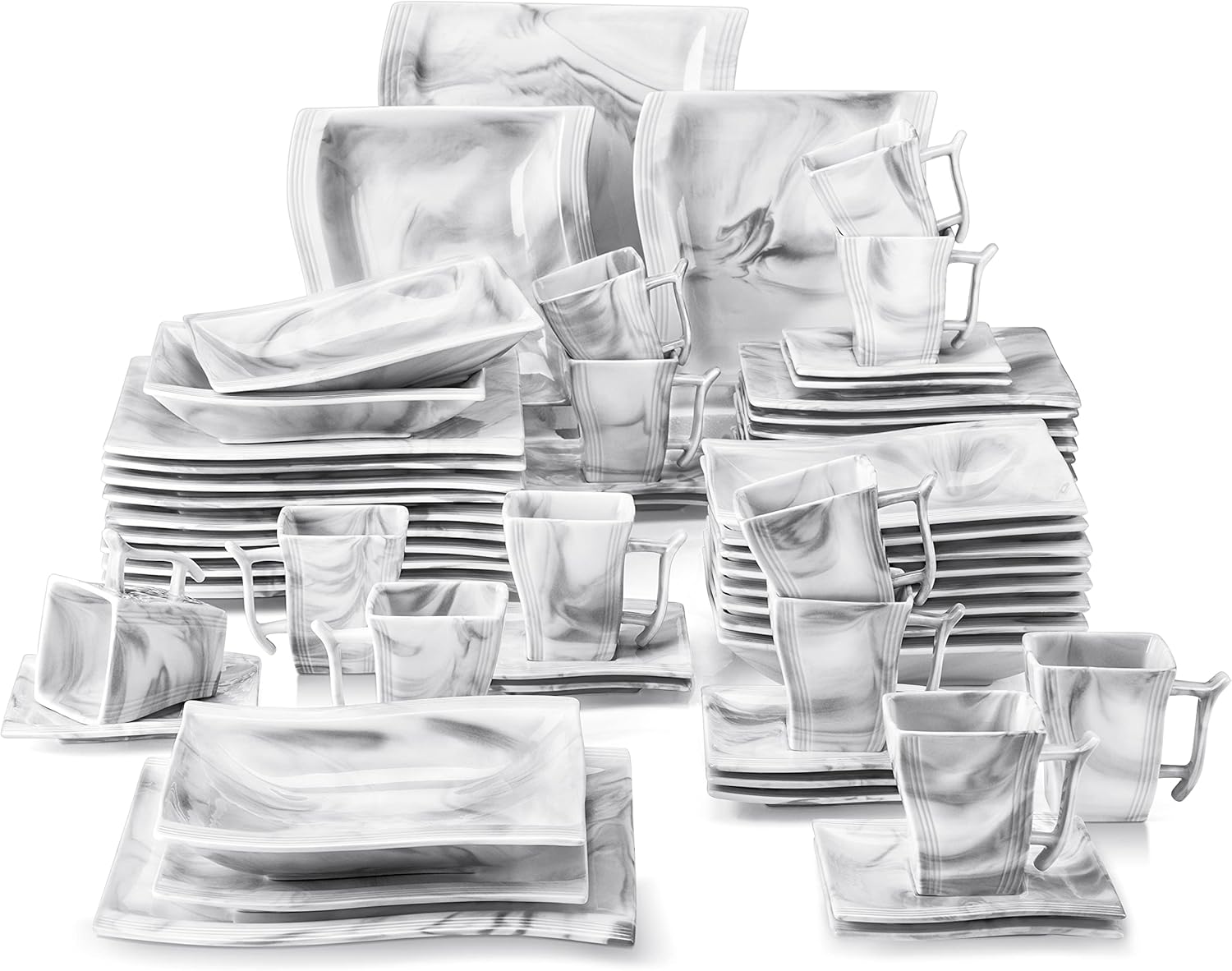 MALACASA 60-Piece Porcelain Dinnerware Set for 12