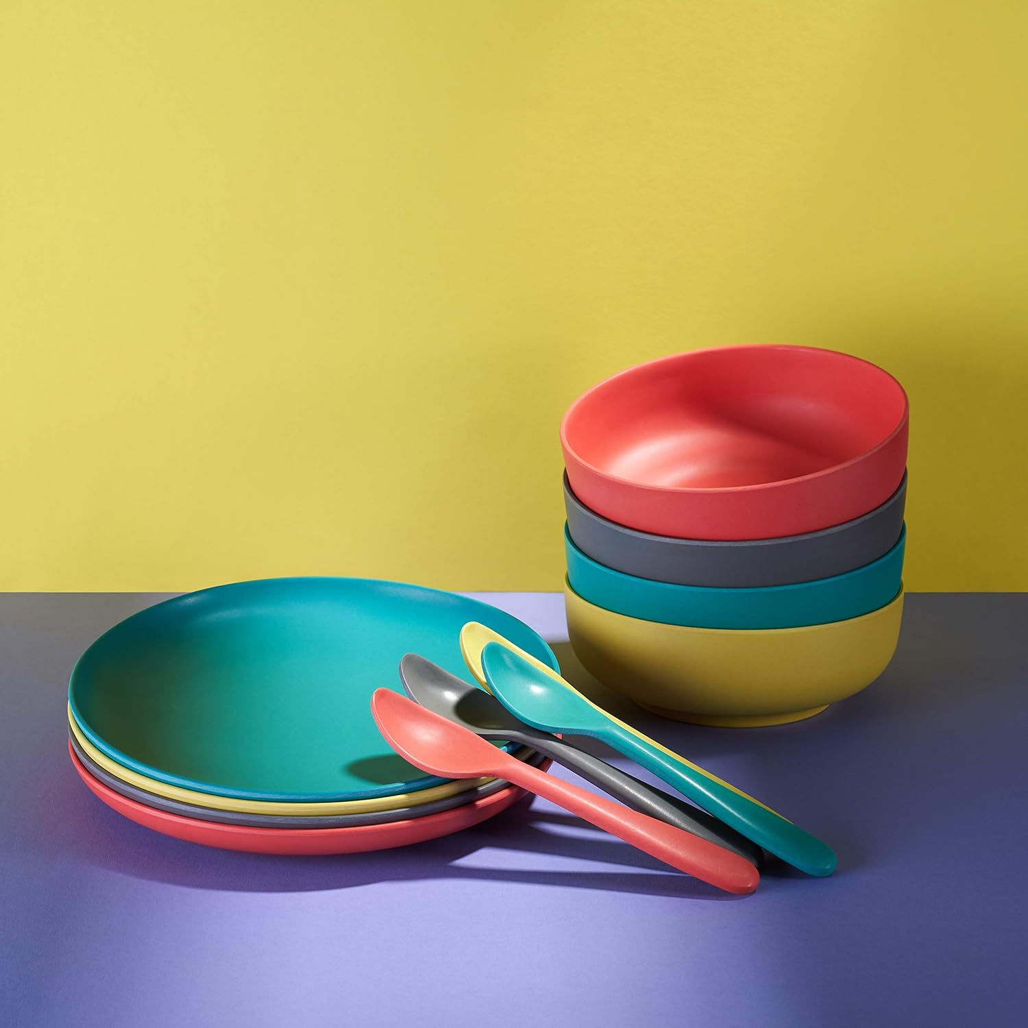 GET FRESH Bamboo Kids Plates 4-Pack Set