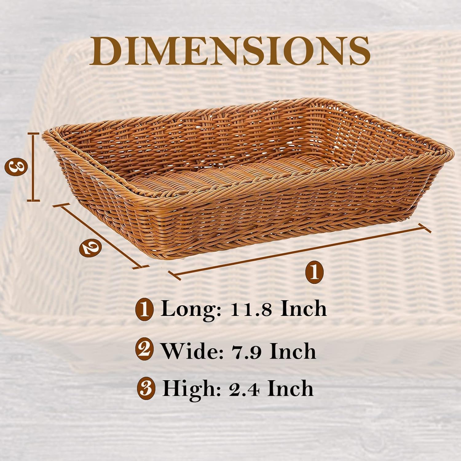4 Pack Woven Bread Baskets - 118 Inch Rattan Style Serving Baskets