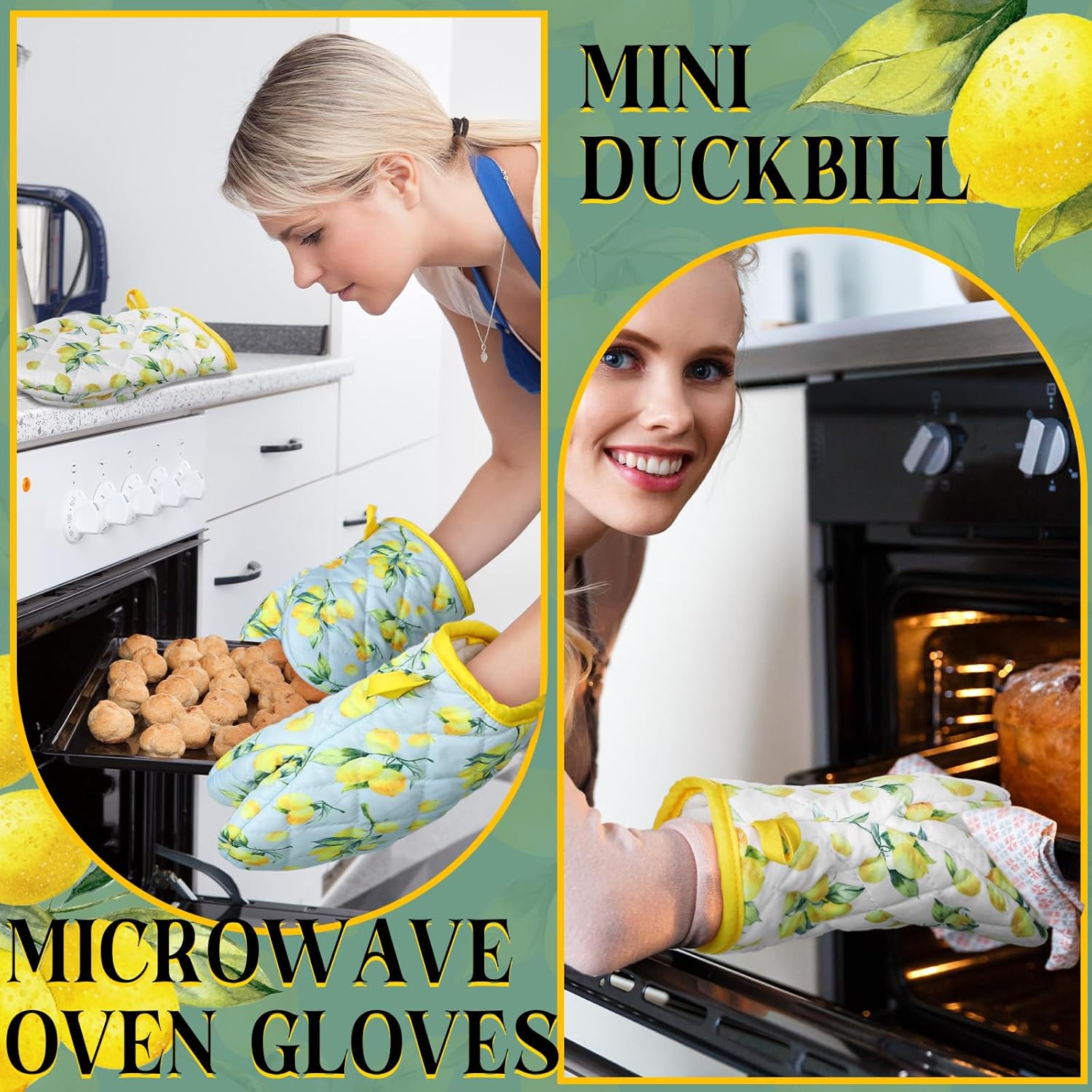 Geyoga 4 Pack Mini Oven Mitts Lemon Themed