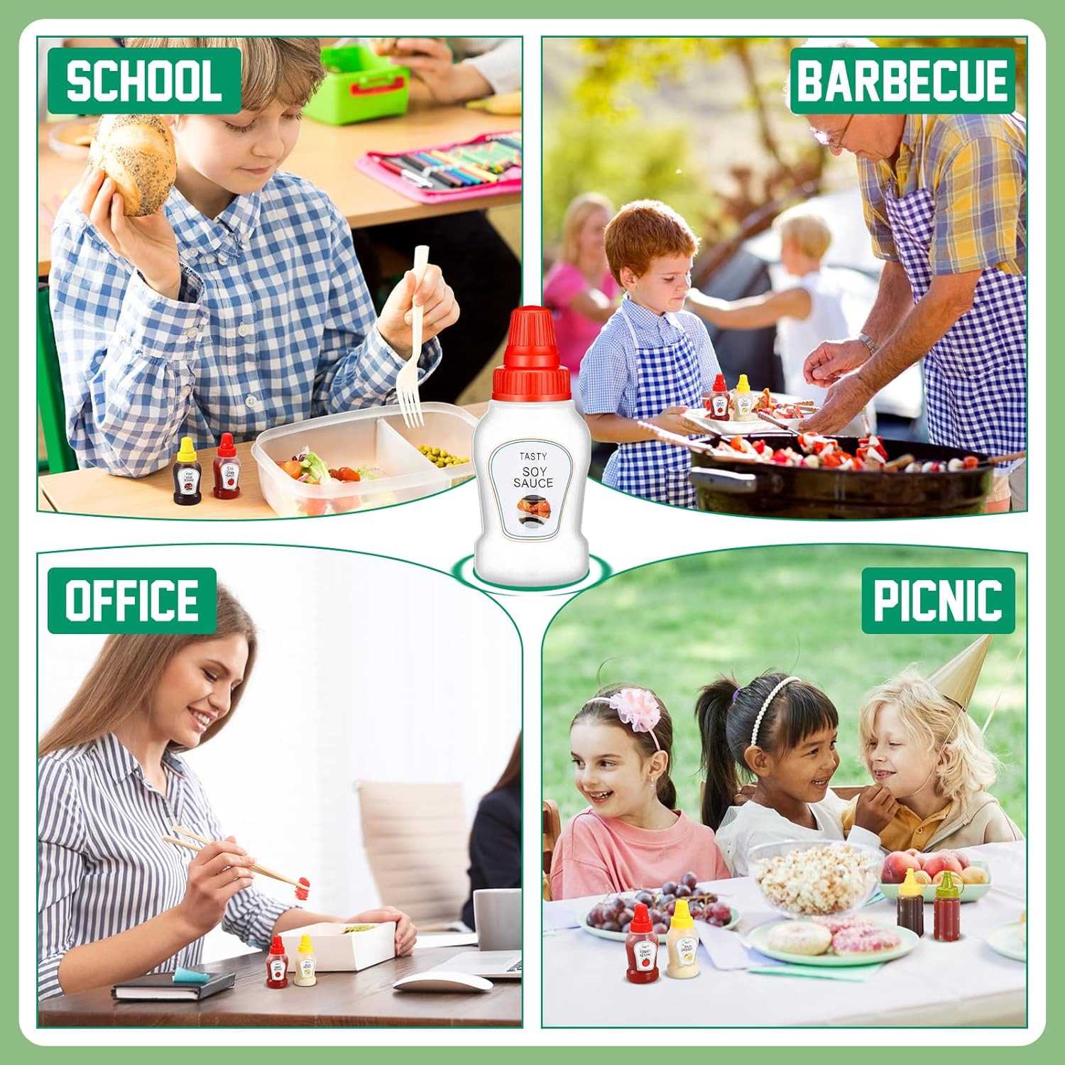 Hoolerry 8 Pcs Mini Condiment Bottles with Animal Food Picks