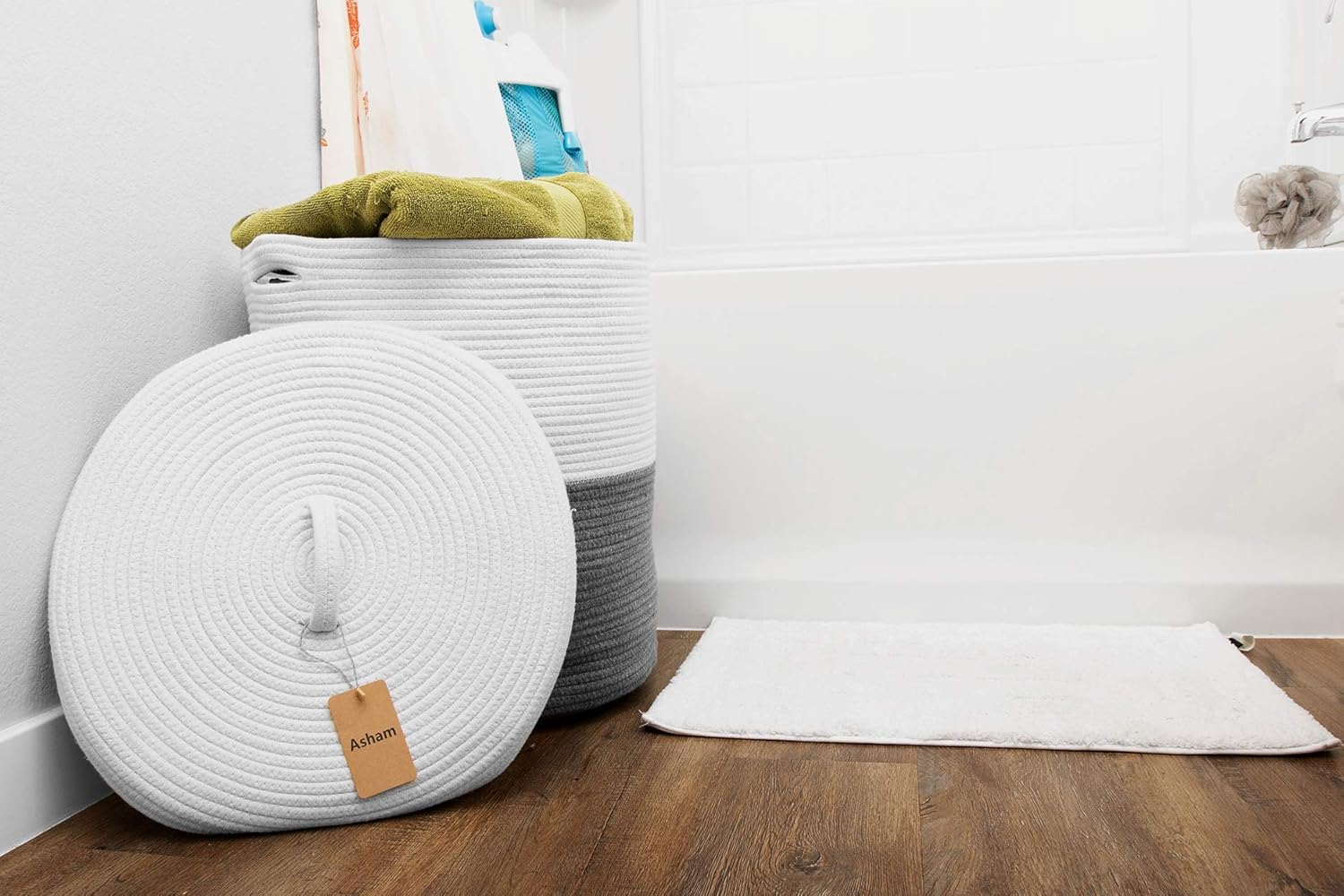 Mevyucr Large Woven Laundry Basket with Lid