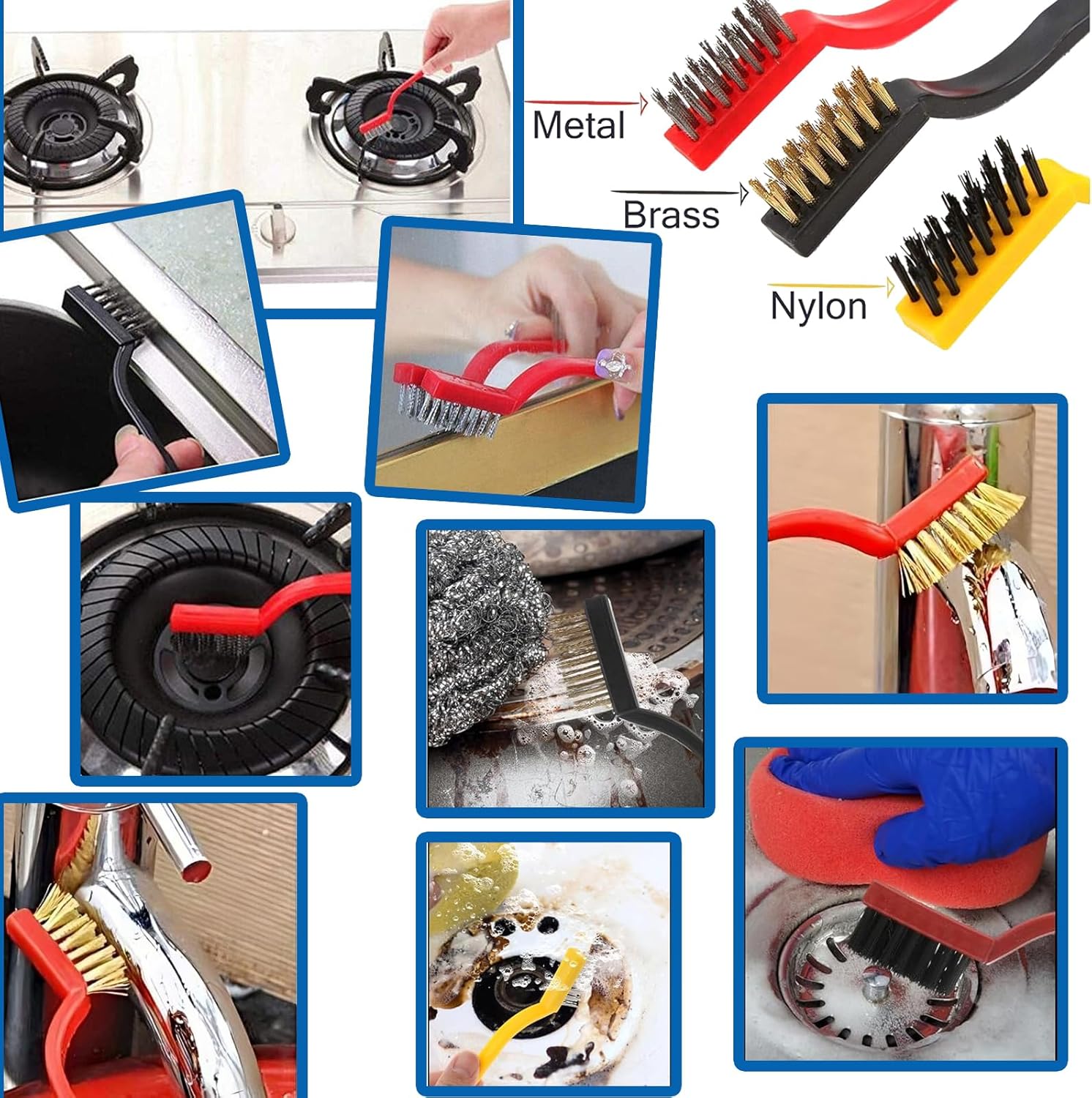 FXHDC-M 7pcs Hard Bristle Crevice Cleaning Brush Set