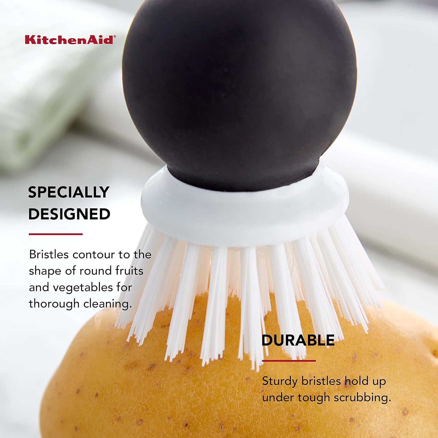 KitchenAid Soft Grip Vegetable Brush 205 Inch Black