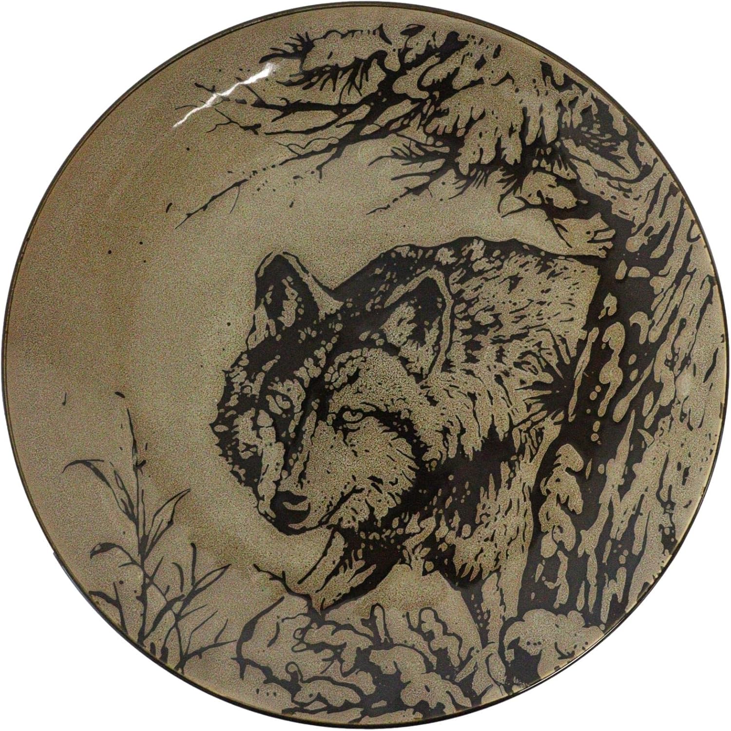 Ebros Gift Rustic Gray Wolf Dinnerware Set