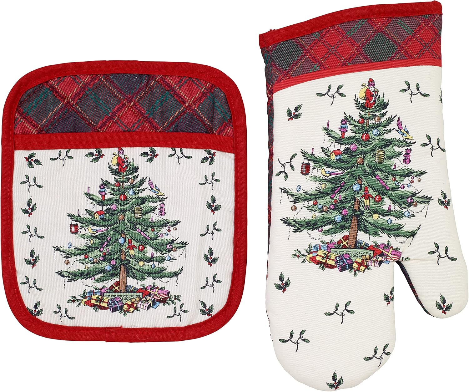 Spode Oven Mitt Pot Holder Set 2pc Holiday Decor