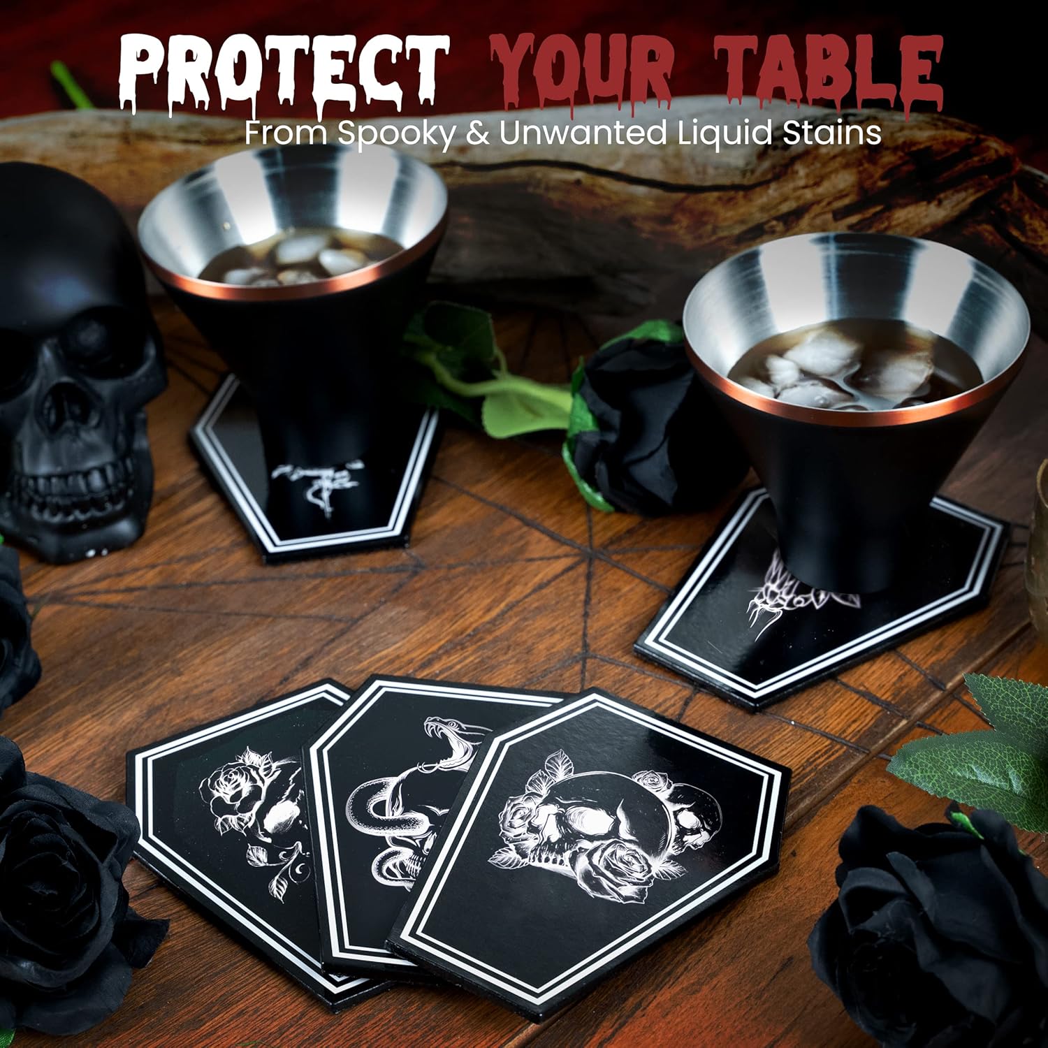 Gothelia Redemption-Mix 5 Pcs Coffin Shaped Coasters