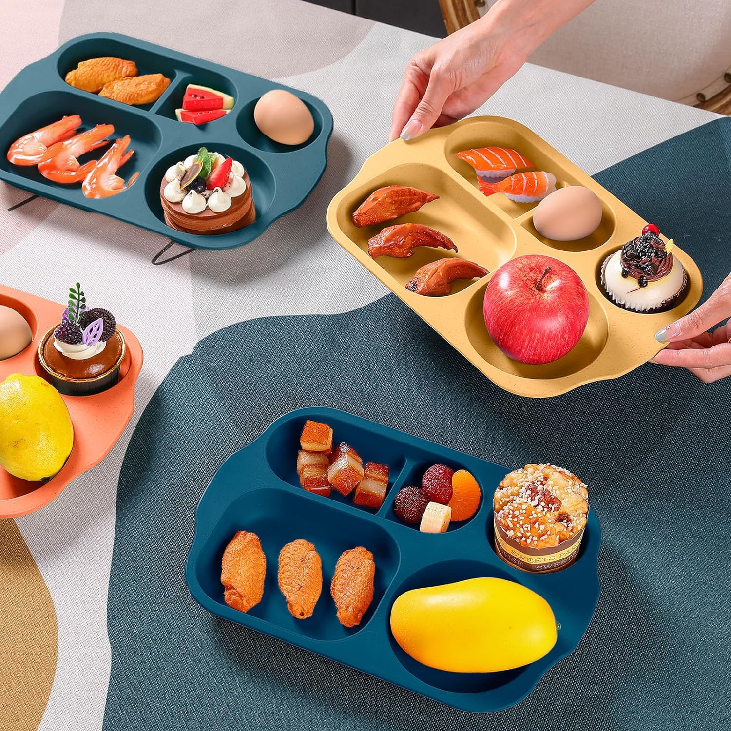 Vesici 8 Pcs 12 Inch Multicolor Divided Plates