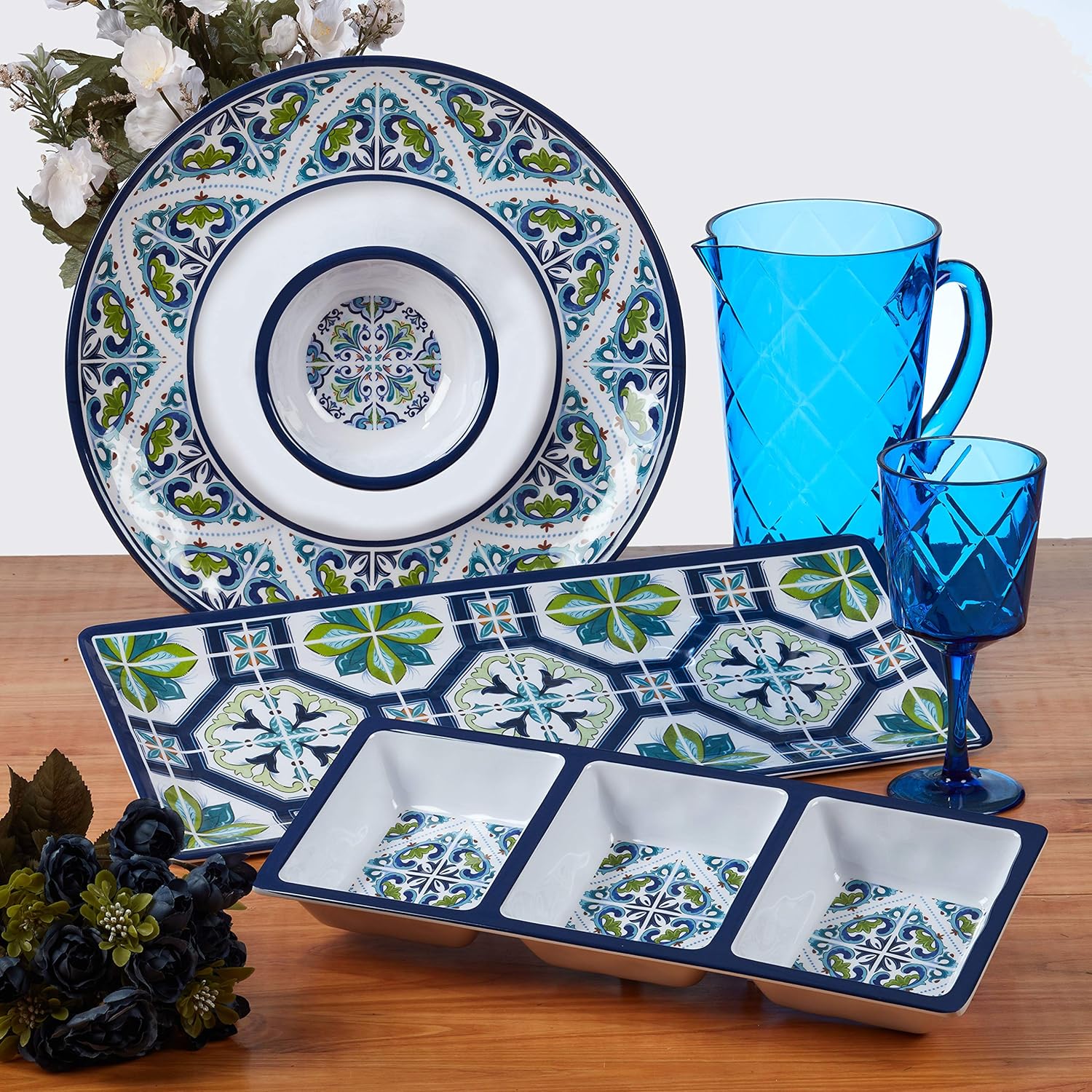 Certified International Mosaic Melamine Dinner Plates Set of 6 1