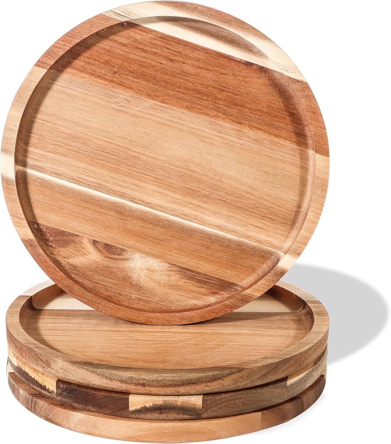 Trademark Innovations 11 Inch Acacia Wood Dinner Plates Set of 4