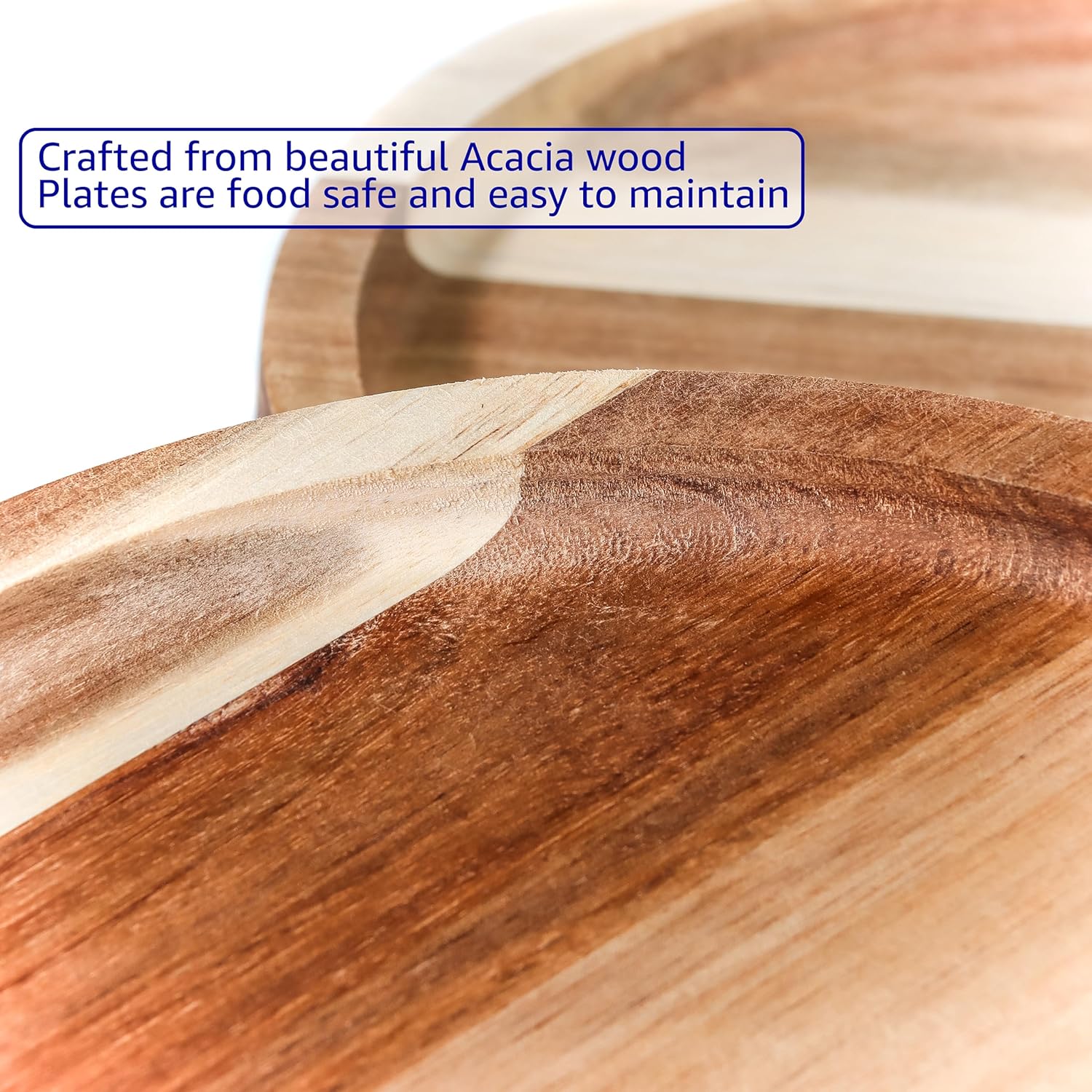 Trademark Innovations 11 Inch Acacia Wood Dinner Plates Set of 4