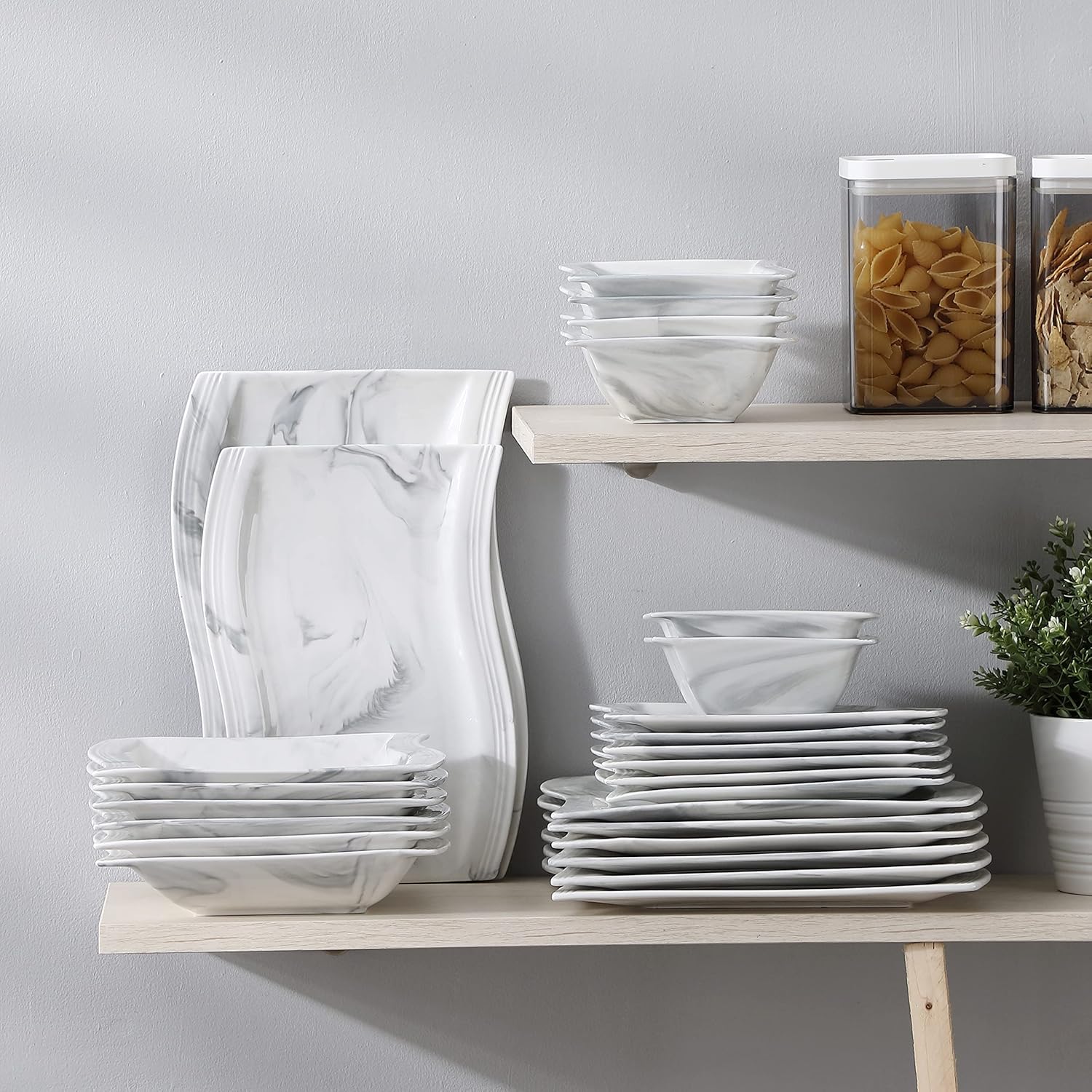 MALACASA 60-Piece Porcelain Dinnerware Set for 12