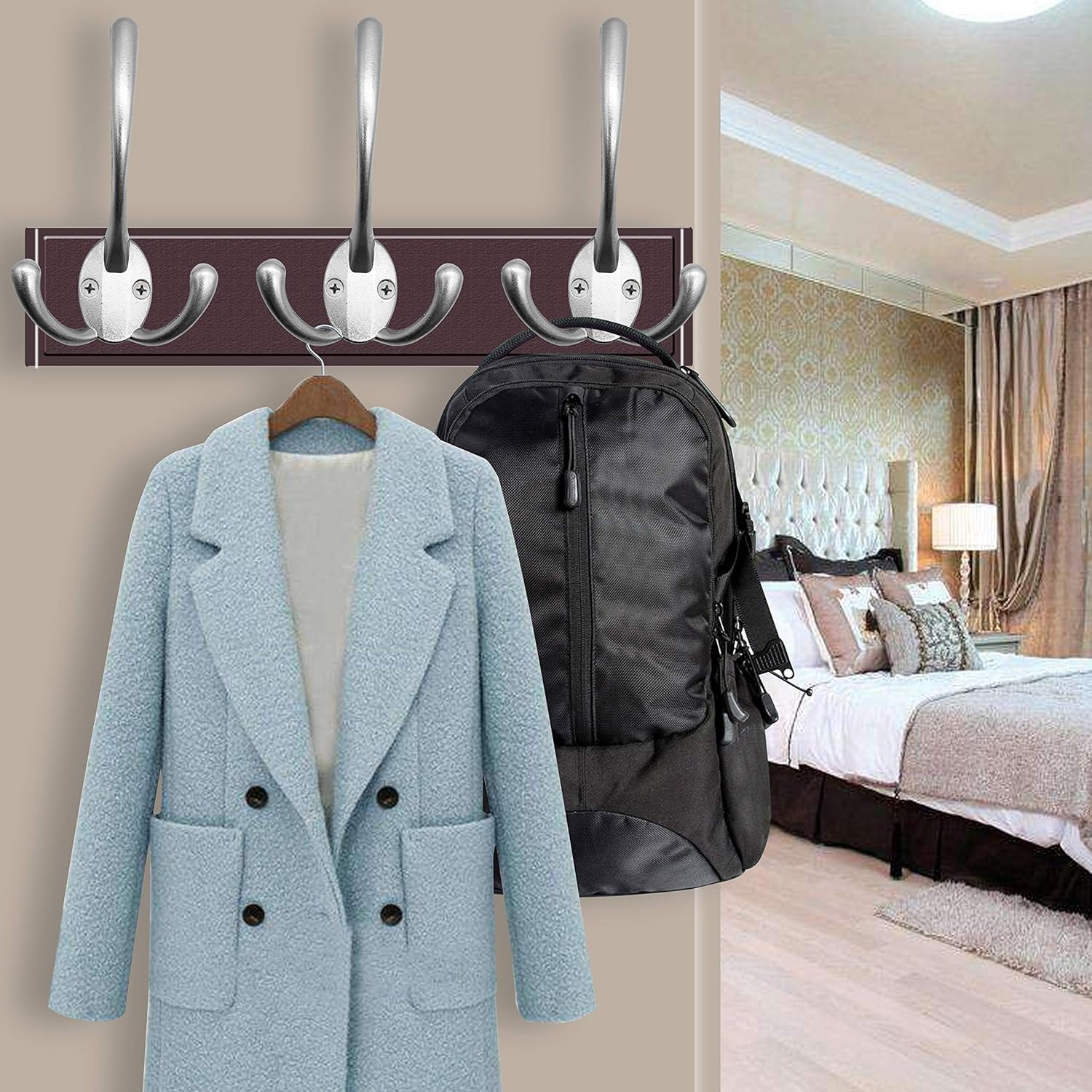IBosins 6 Pack Heavy Duty Coat Hooks with 24 Screws Matte Nickel