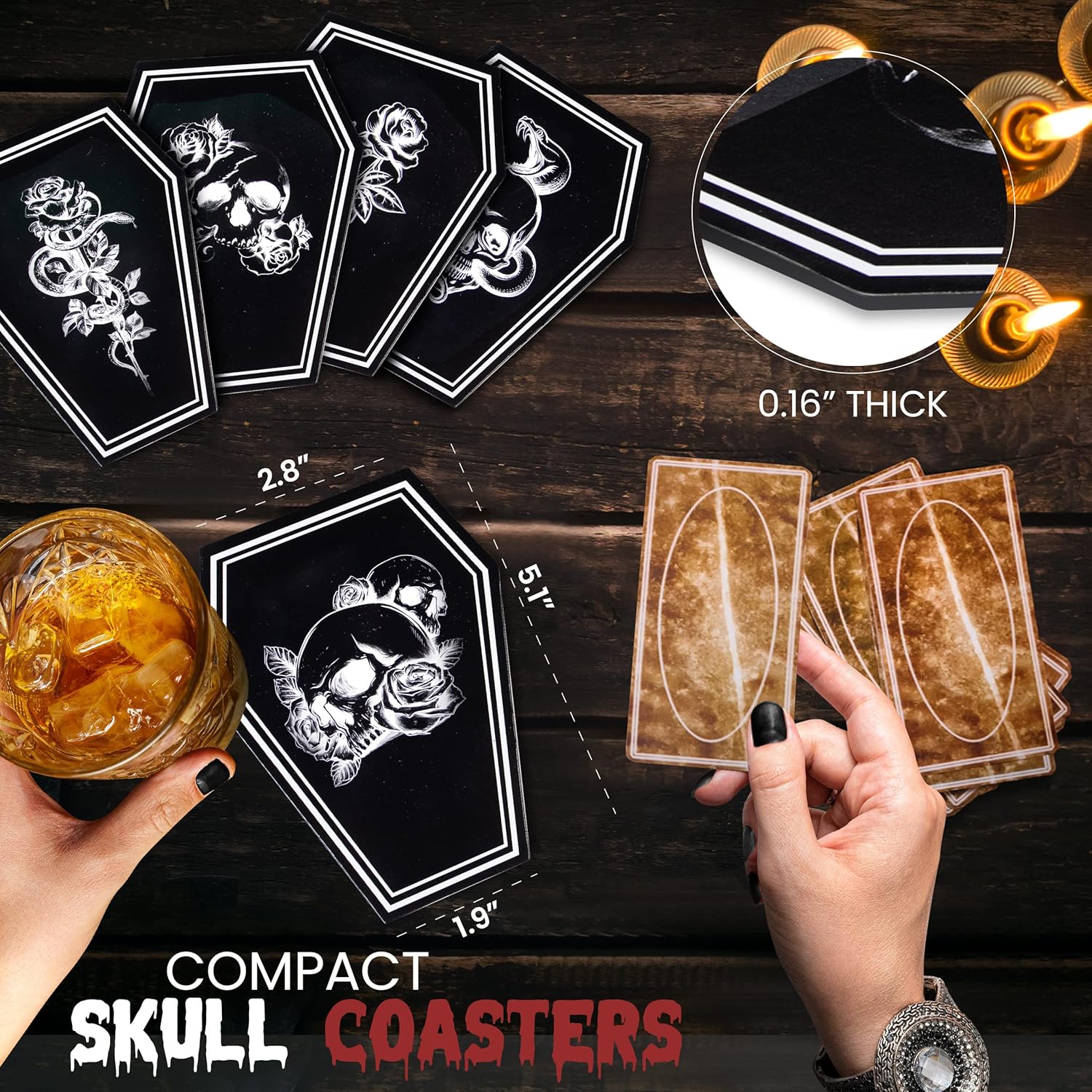 Gothelia Redemption-Mix 5 Pcs Coffin Shaped Coasters