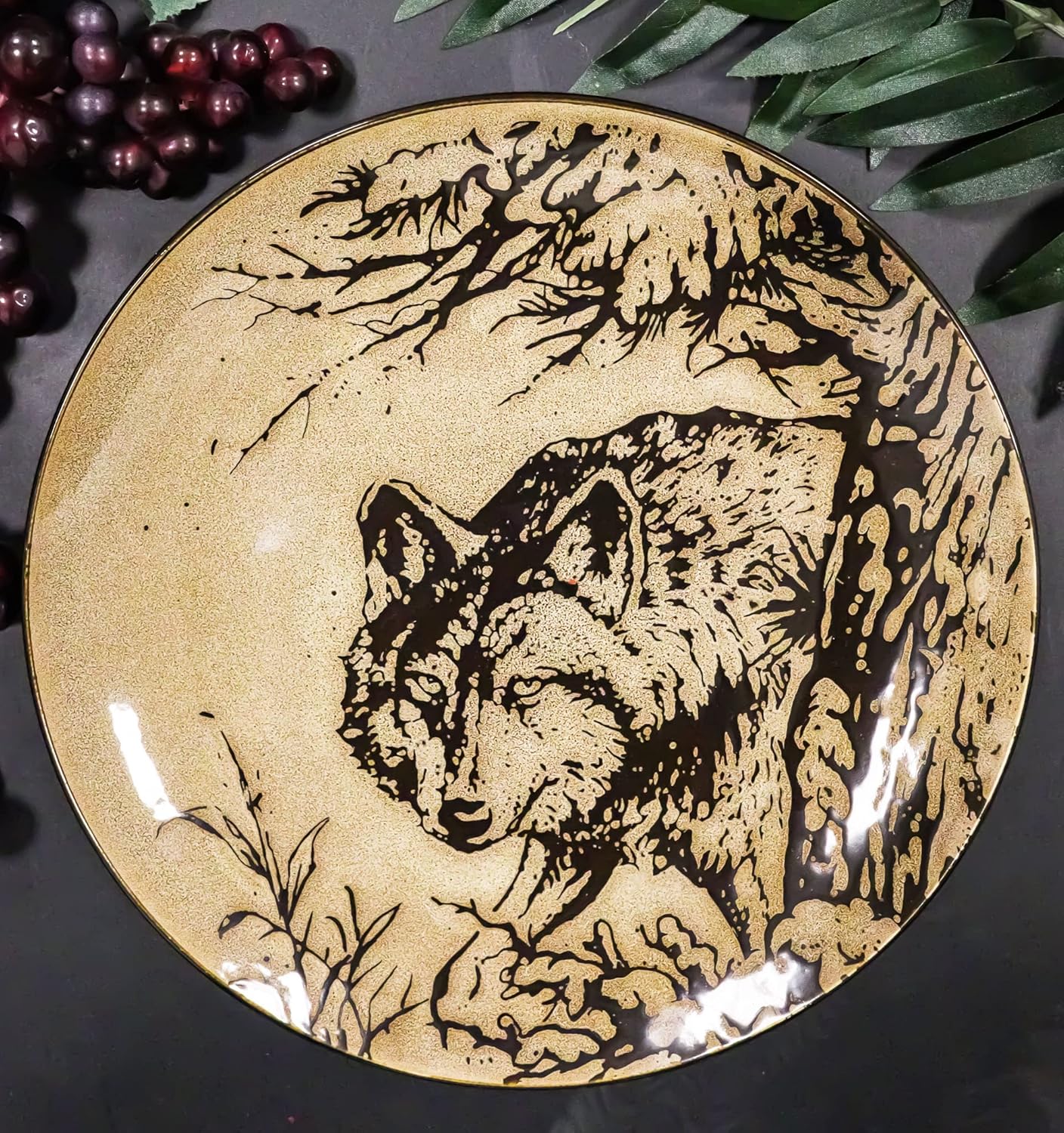 Ebros Gift Rustic Gray Wolf Dinnerware Set
