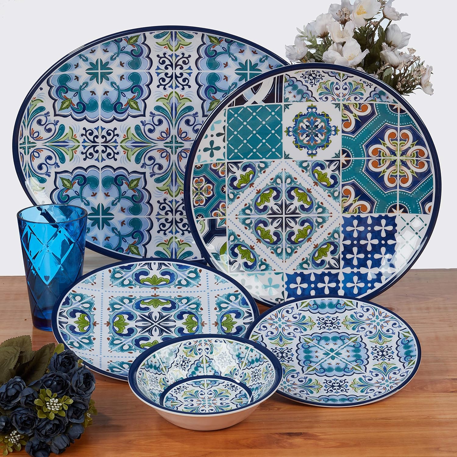 Certified International Mosaic Melamine Dinner Plates Set of 6 1