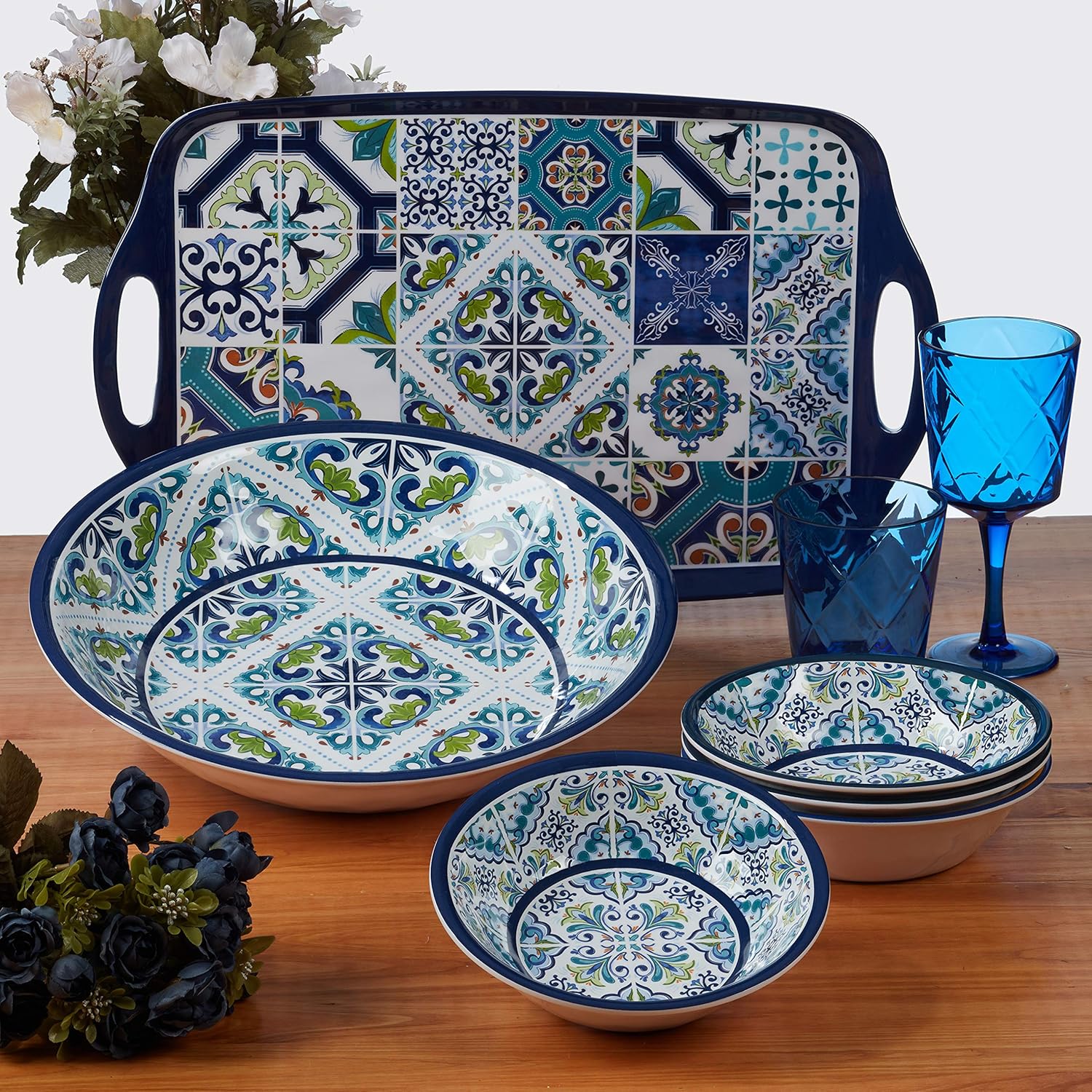 Certified International Mosaic Melamine Dinner Plates Set of 6 1